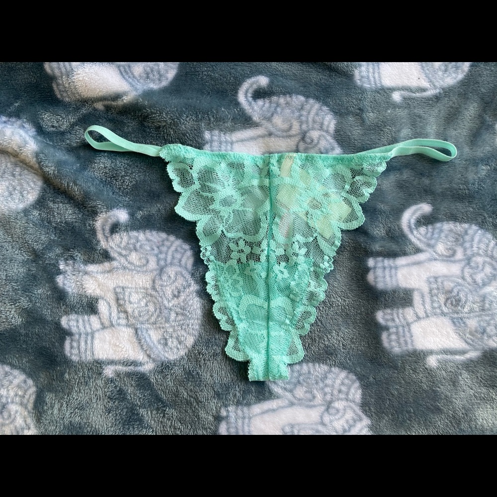 VS PINK Small Cotton Candy Blue Floral Lace G-Stri